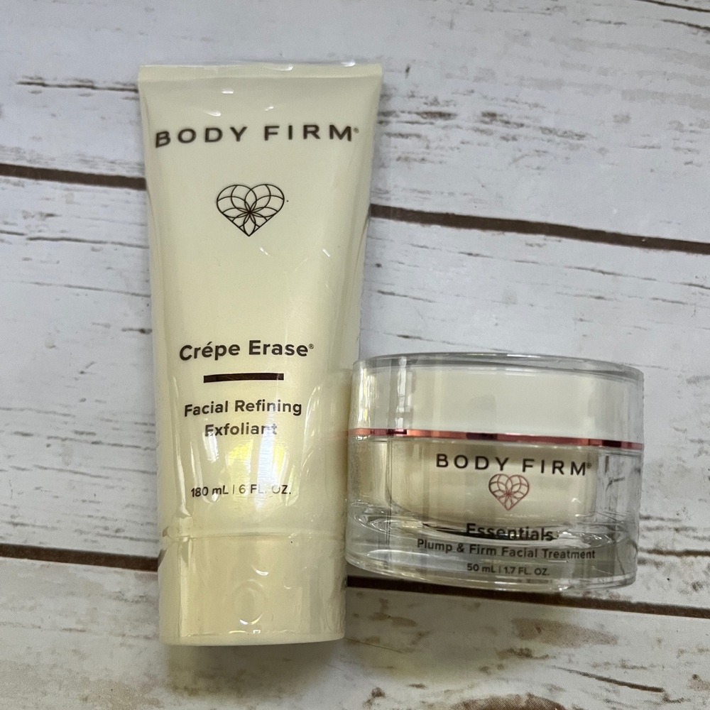 Body Firm Crepe Erase Facial Exfoliant & Plump Firm Treatment Set 6oz 1.7oz New